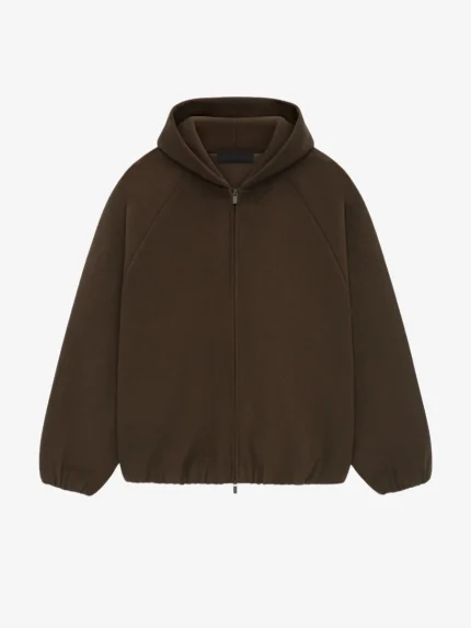 ESSENTIALS Brushed Hooded Bomber – Pullover Brown